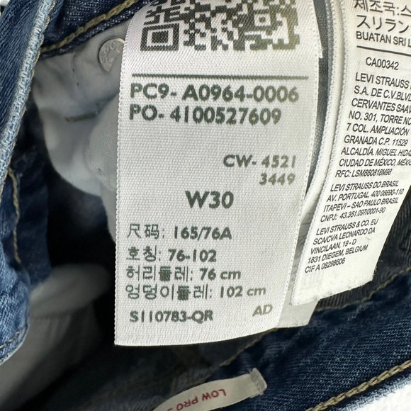 Levi’s Womens Low Pro Straight Jeans Size 30 Blue Medium Wash Distressed Cotton - Picture 9 of 10